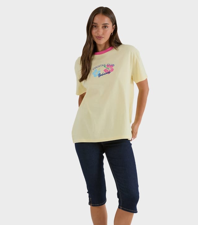 Skinnydip Women's Bright Yellow Cocktail Club T-Shirt Skinnydip New Look - 2