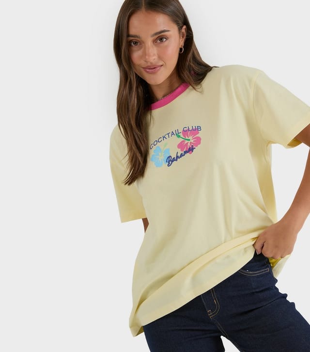 Skinnydip Women's Bright Yellow Cocktail Club T-Shirt Skinnydip New Look - 3
