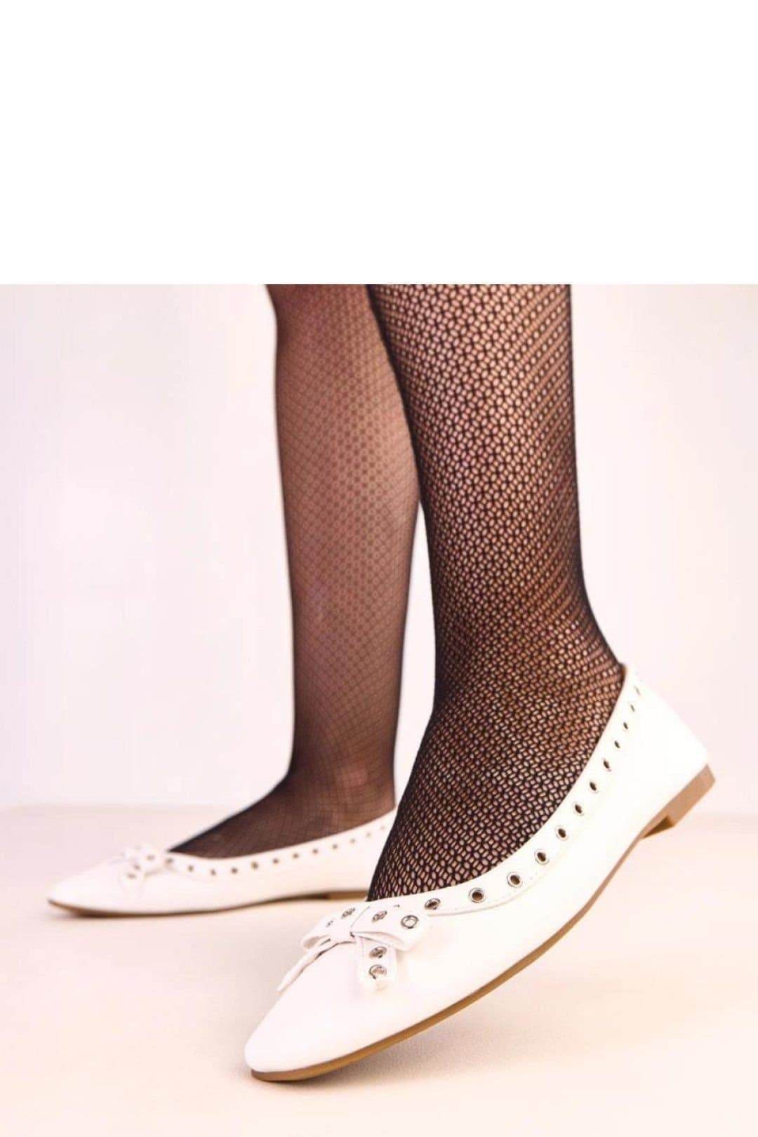 Love Lace Love Lace White Square Toe Ballet Flats with Bow & Eyelets