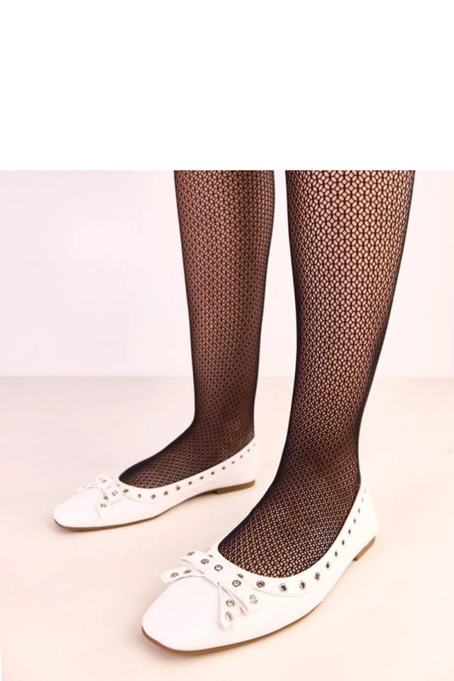 Love Lace Love Lace Women's Elegant Square Toe Ballet Flats with Bow & Eyelets Comfort in White - 2