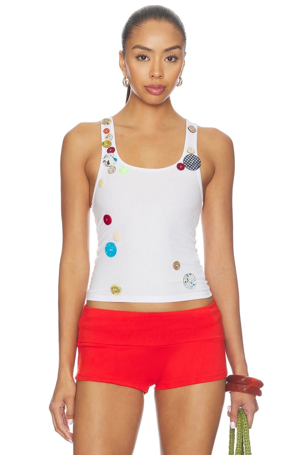 revolve Revolve White Button Tank With Embellishments