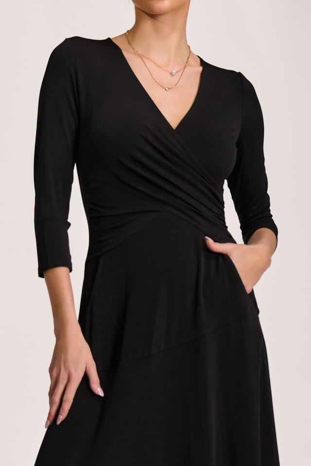Jolie Moi Jolie Moi Women's Fit & Flare Jersey Midi Dress in Black - 3