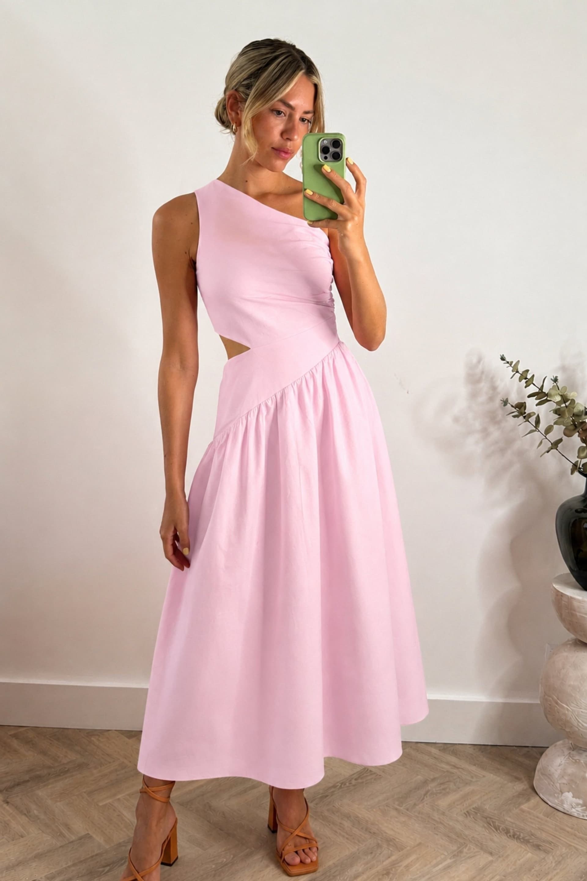 Style Cheat Style Cheat Women's Jasmine Cut Out One Shoulder Dress in Pink