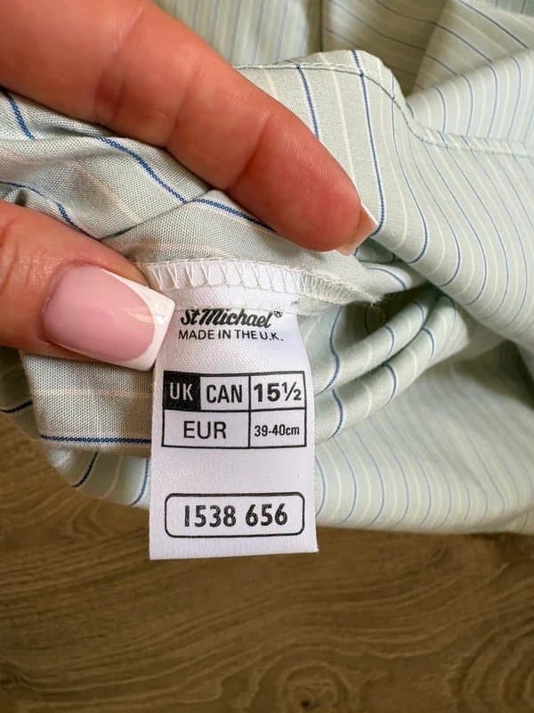 St Michael Vintage St Michael Marks & Spencer Short Sleeve Shirt UK 15.5 Mint Green Blue Stripe Retro Y2K Rare