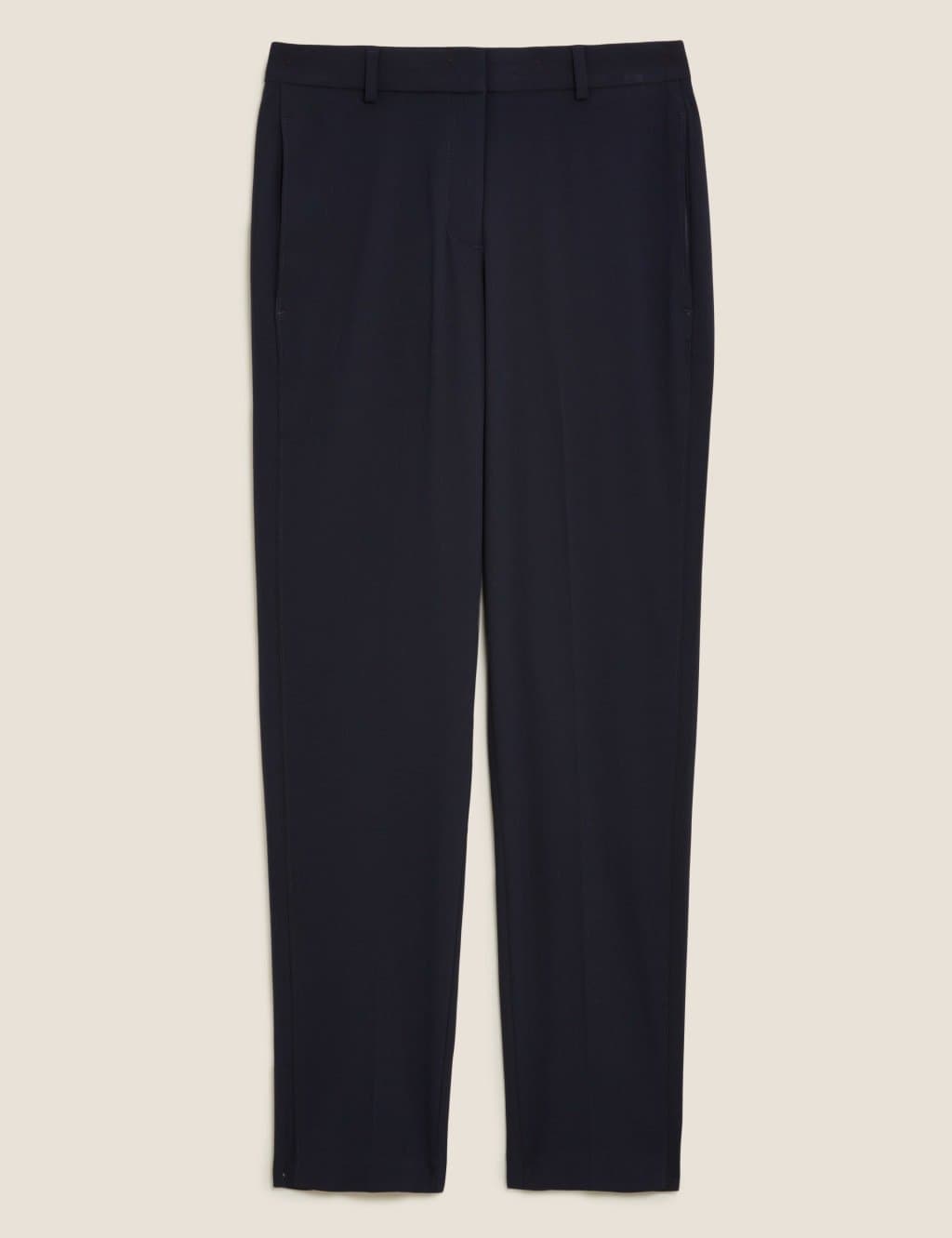 Marks & Spencer M&S Navy Cotton Slim Leg Ankle Grazer Trousers