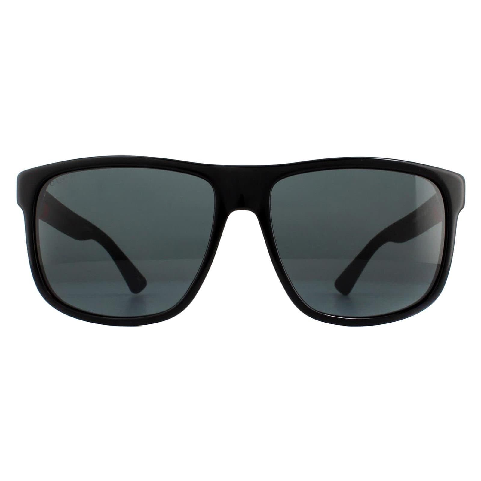 Gucci Gucci Men's Rectangle Black Rubber Grey Sunglasses