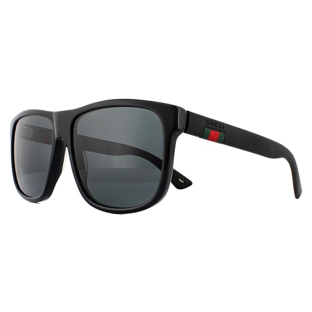 Gucci Gucci Men's Rectangle Black Rubber Grey Sunglasses - 2