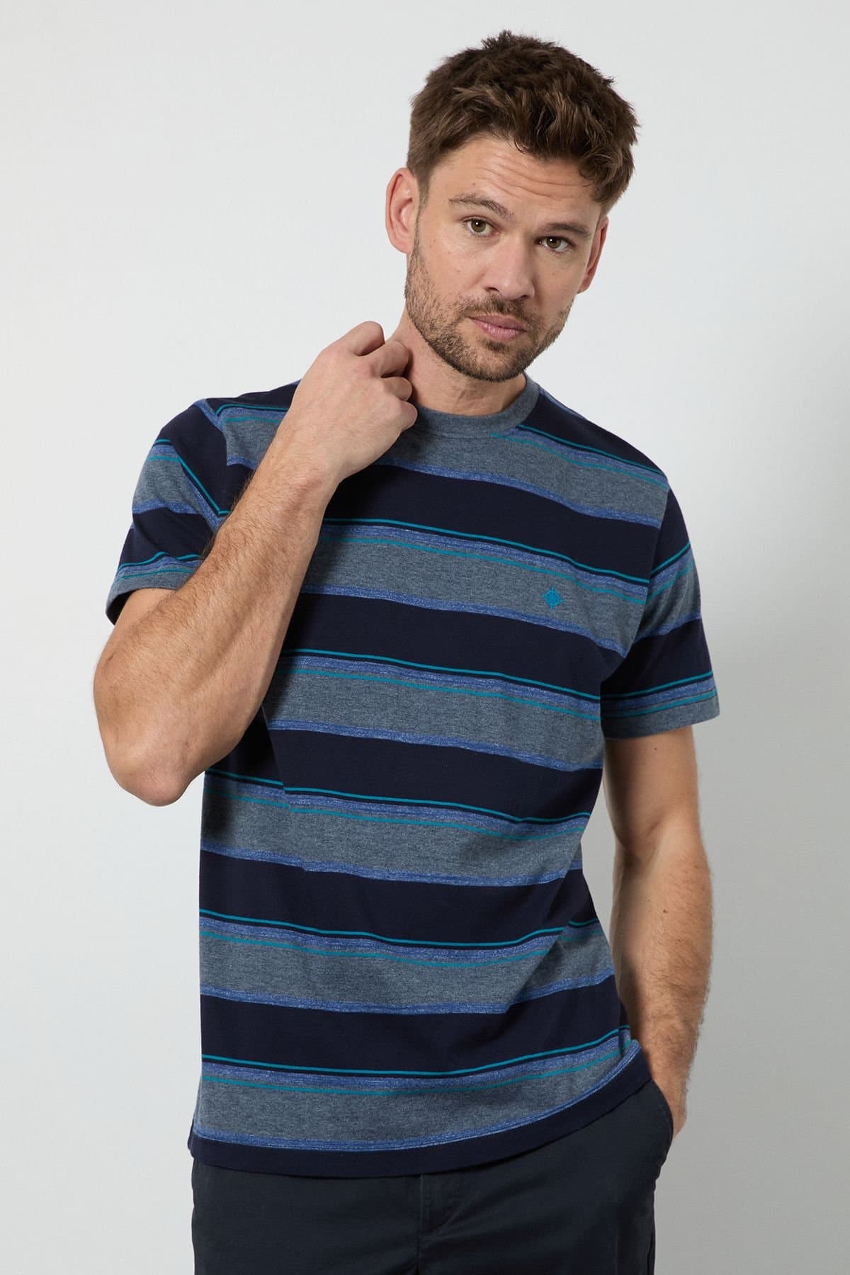 Maine Maine Men's Navy Multi Stripe T-shirt