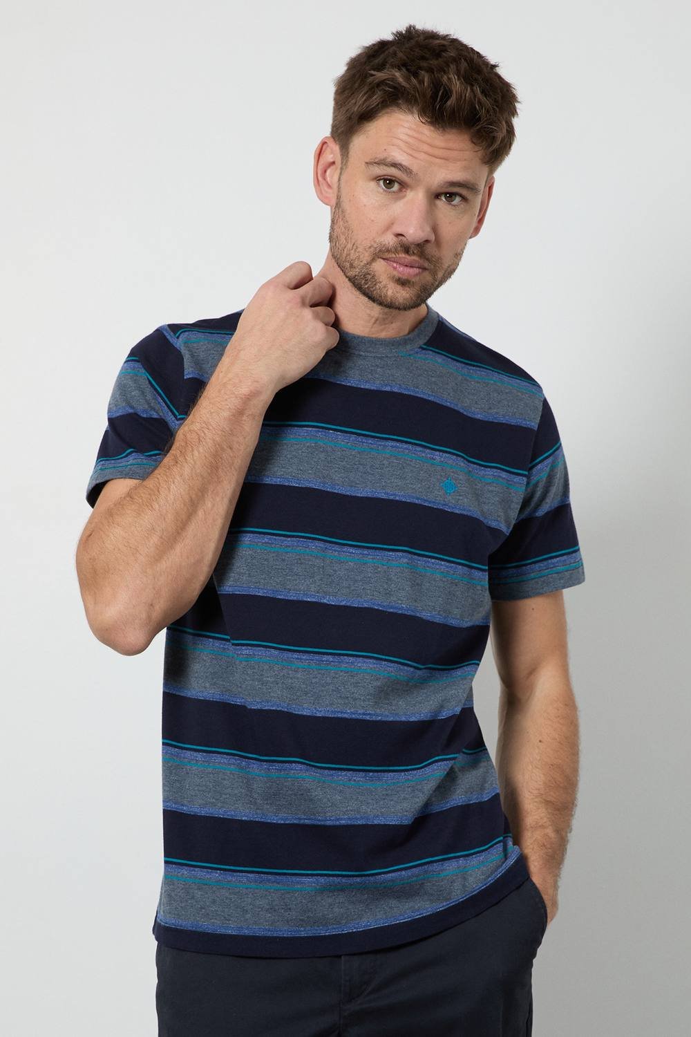 Maine Maine Men's Navy Multi Stripe T-shirt - 2