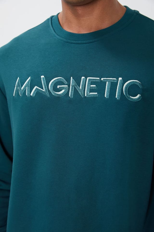 Tommy Life Tommy Life Men's Printed Crew Neck Sweatshirt in Teal - 2