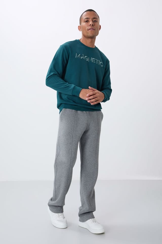 Tommy Life Tommy Life Men's Printed Crew Neck Sweatshirt in Teal - 3