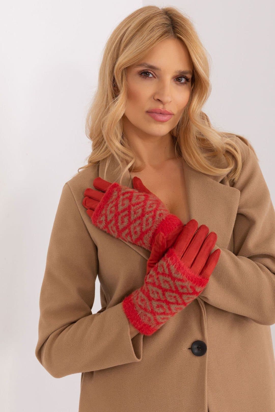 Love Lace Love Lace Women's Touchscreen Gloves with Removable Knit Insulation & Flower Stitching in Red