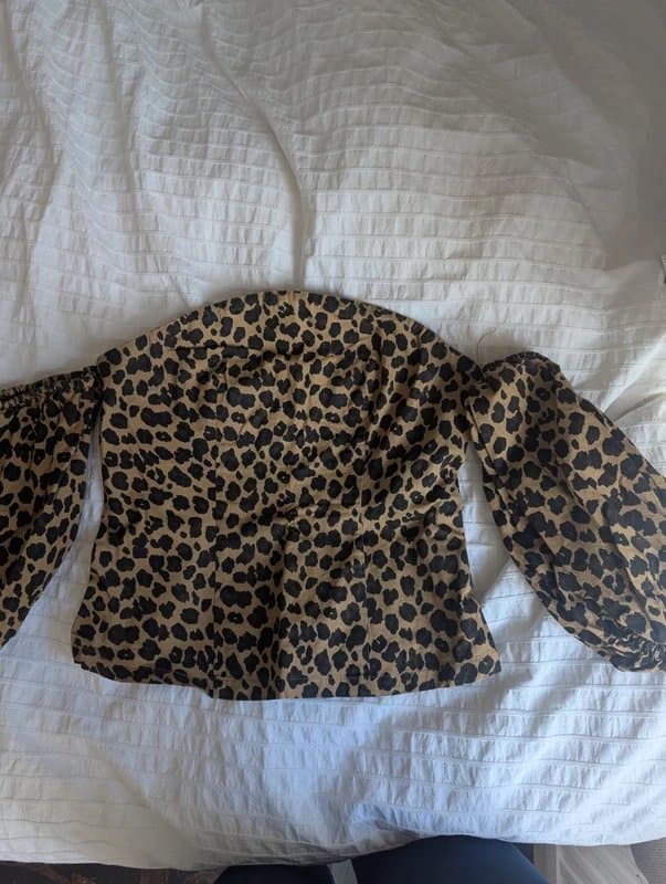 Never Fully Dressed Leopard print corset like bandeau top with sleeves