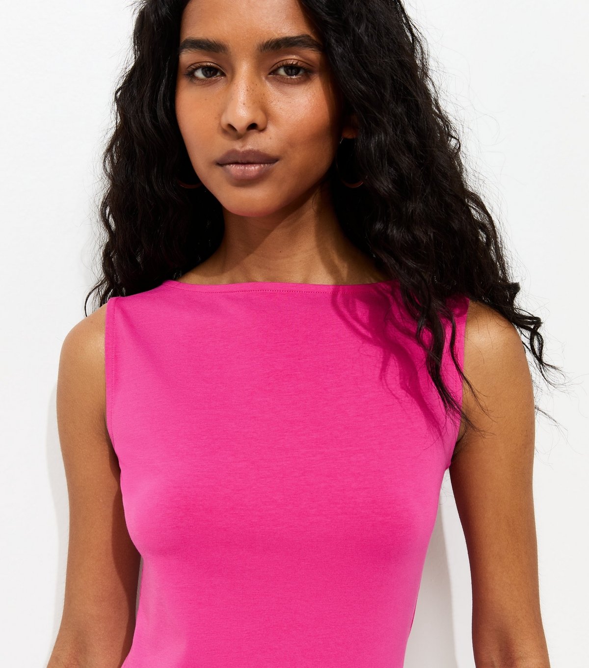 New Look Women's Bright Pink Slash Neck Vest Top New Look - 2