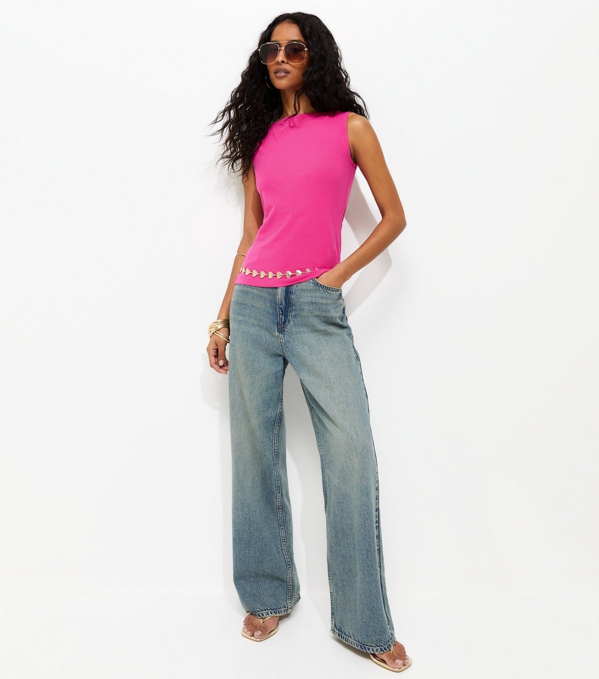 New Look Women's Bright Pink Slash Neck Vest Top New Look - 3