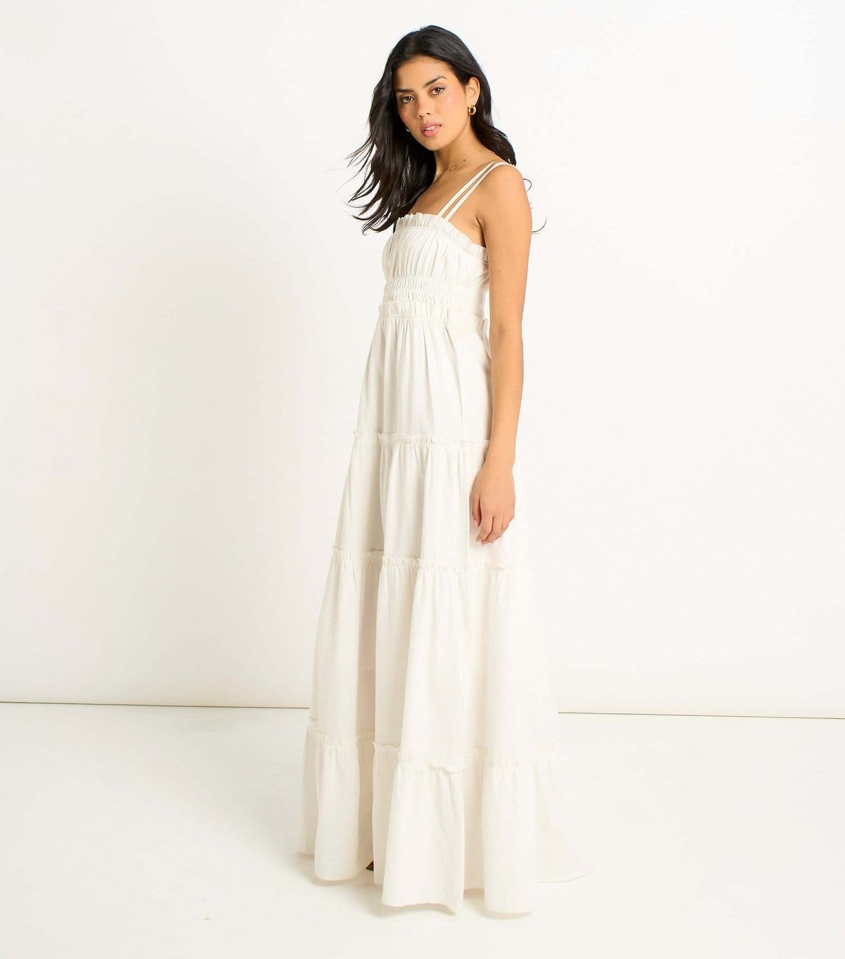 Gini London Women's White Double Strap Flared Maxi Dress Gini London New Look - 4