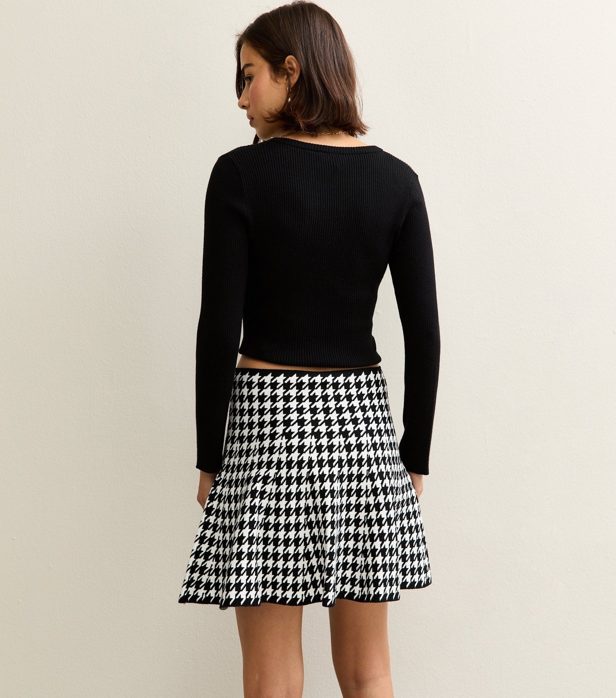 New Look Women's Black Dogtooth Check A-Line Mini Skirt New Look - 4