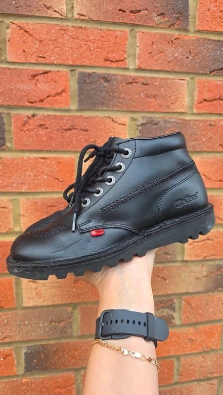 Kickers Vintage Kickers Black Leather Ankle Boots Grunge Y2K Workwear UK 4.5