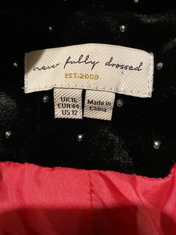 Never Fully Dressed Black Velvet Rhinestone Blazer 16/18
