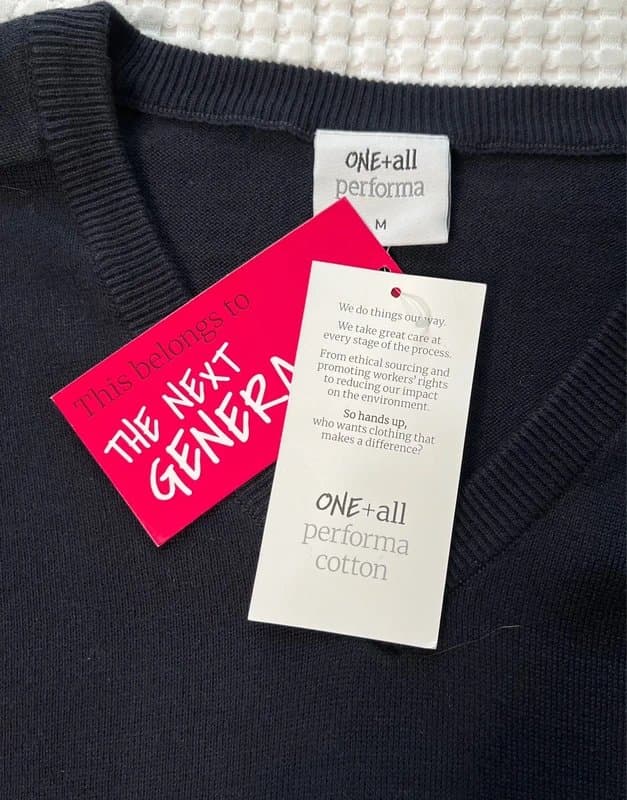 one + all performa One & All Performa Jumper Sweater Navy 100% Cotton Blue Sz M Brand New RRP £28 Unisex
