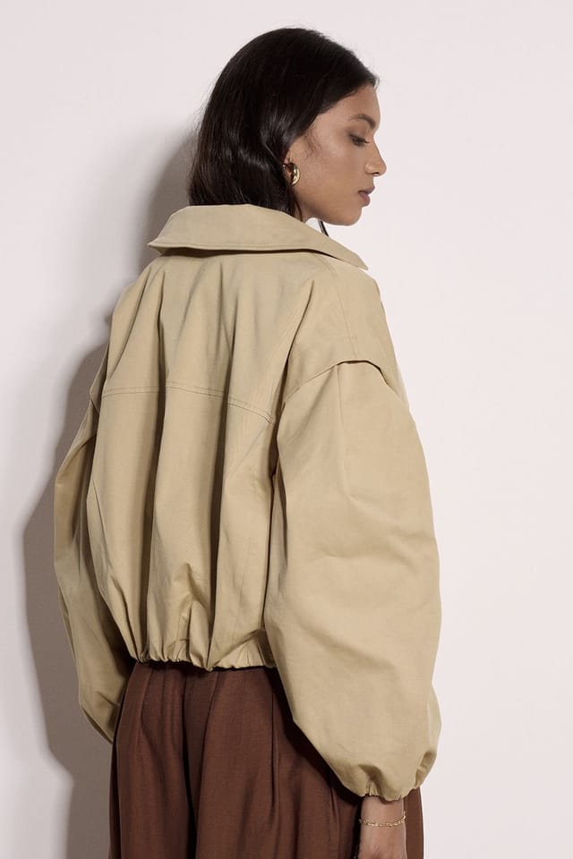 Apricot Apricot Women's Cropped Trench Coat in Beige - 3