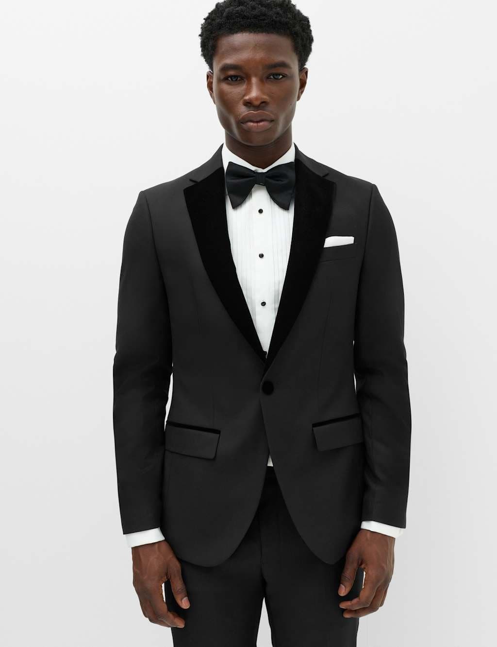 Marks & Spencer M&S Slim Fit Ultimate Velvet Lapel Tuxedo Jacket Black