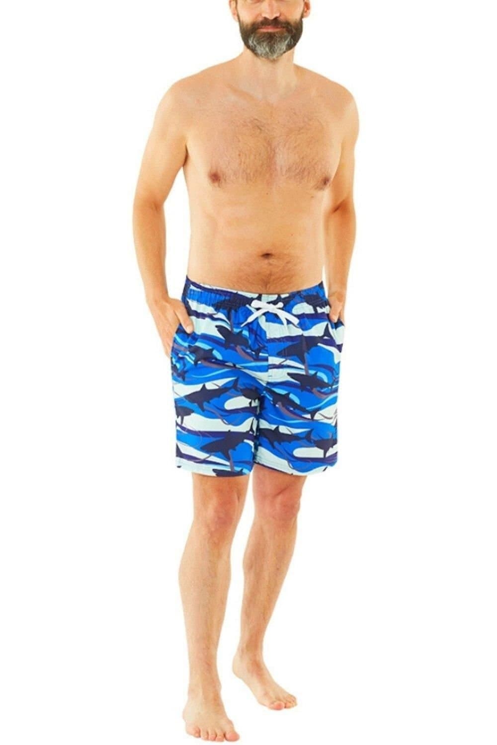 H2O H2O Men's Shark Swim Board Shorts in Royal