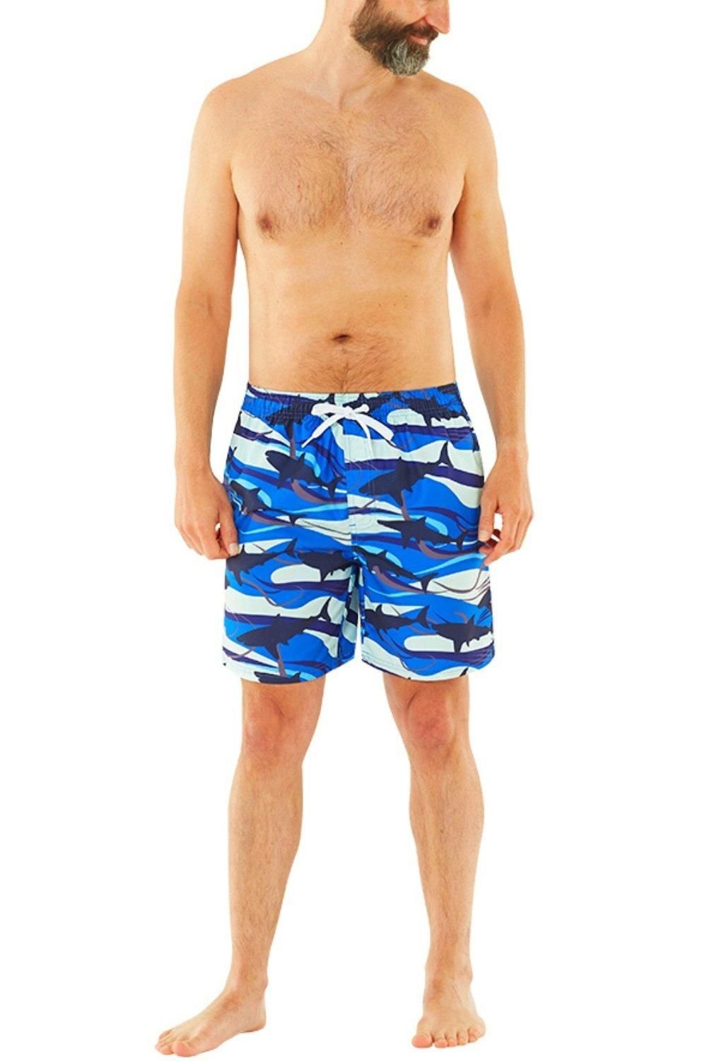 H2O H2O Men's Shark Swim Board Shorts in Royal - 2