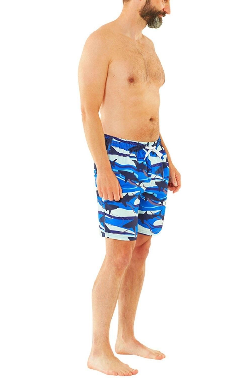 H2O H2O Men's Shark Swim Board Shorts in Royal - 3