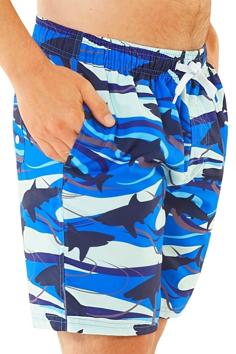 H2O H2O Men's Shark Swim Board Shorts in Royal - 4