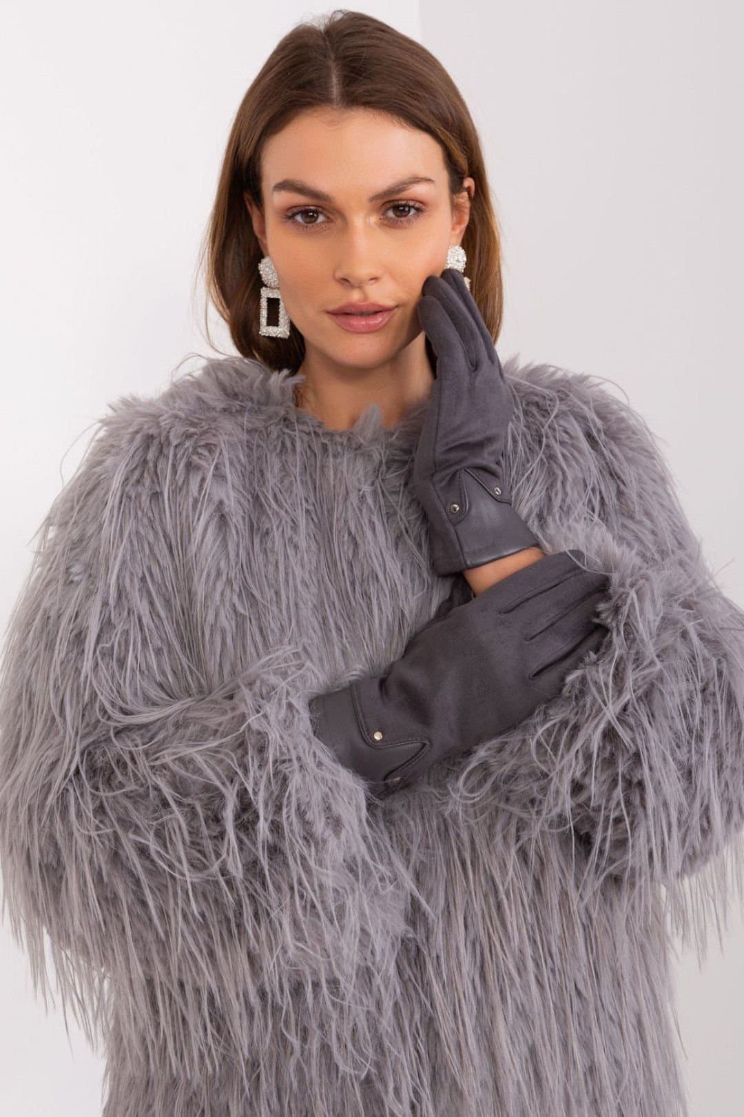 Love Lace Love Lace Women's Elegant Touchscreen Gloves With Embroidered Flower Stitch in Grey