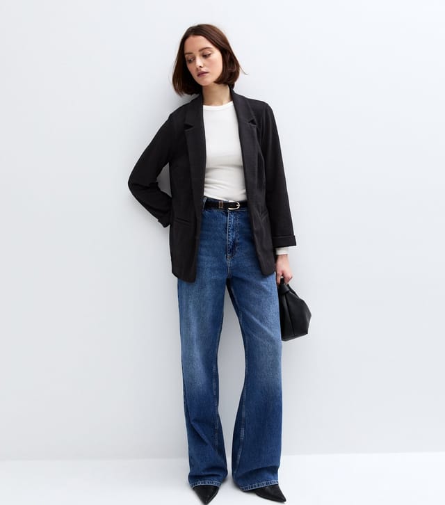 New Look Women's Black Textured Jersey Blazer New Look - 2