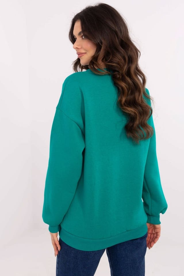 Love Lace Love Lace Women's Cotton Polyester Printed Patch Sweatshirt in Green - 3