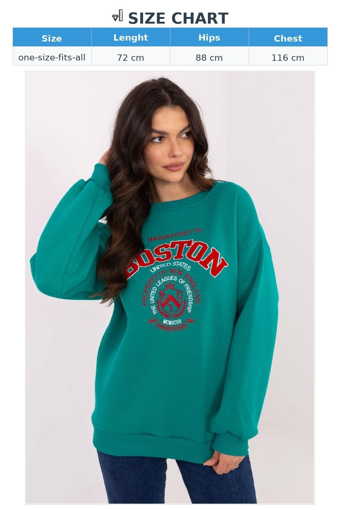 Love Lace Love Lace Women's Cotton Polyester Printed Patch Sweatshirt in Green - 4