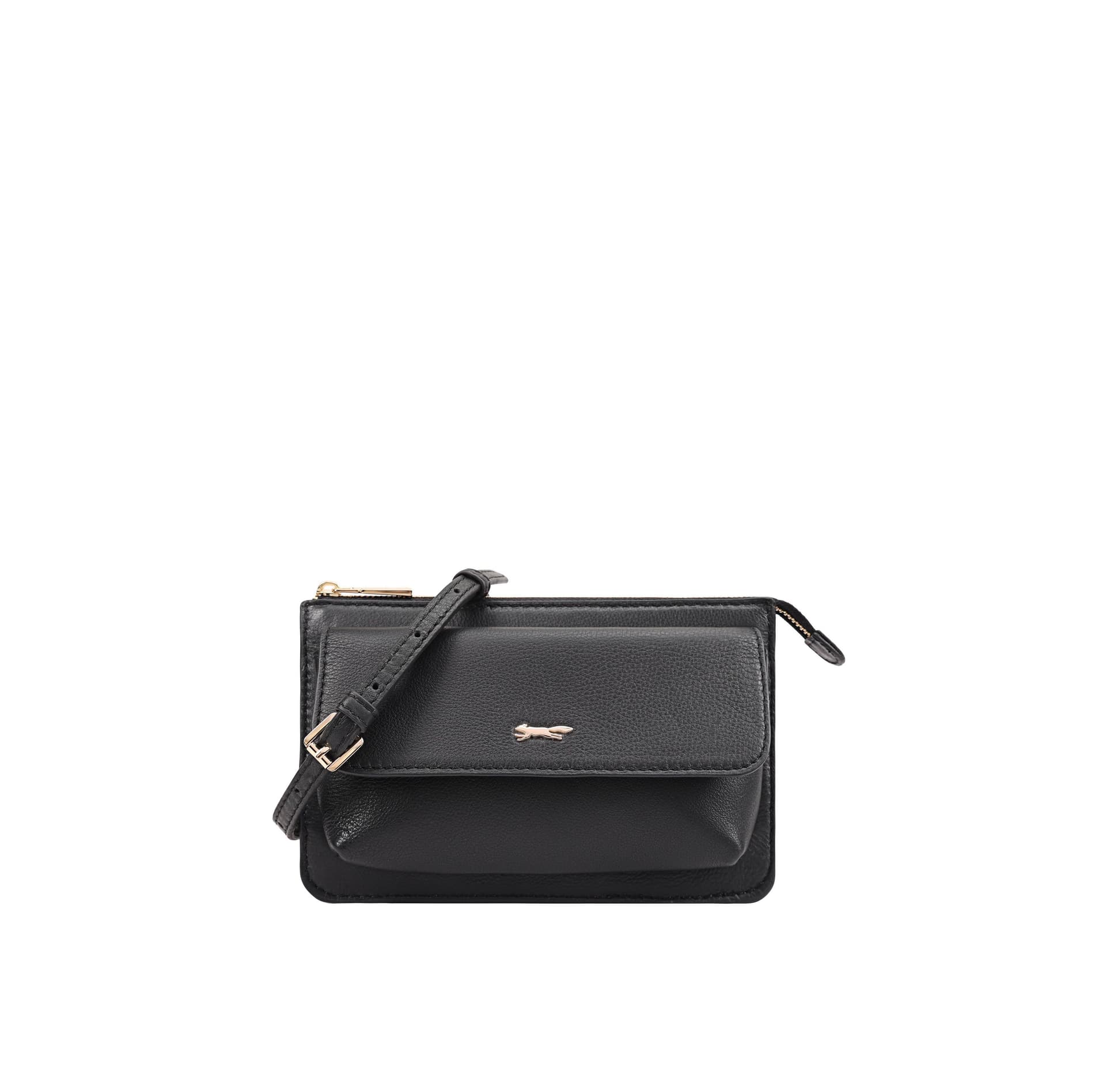 Paul Costelloe Paul Costelloe Jet Black Leather Crossbody Bag