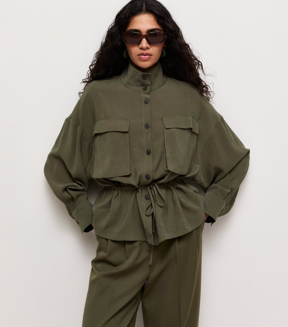New Look New Look Olive Funnel Neck Shacket