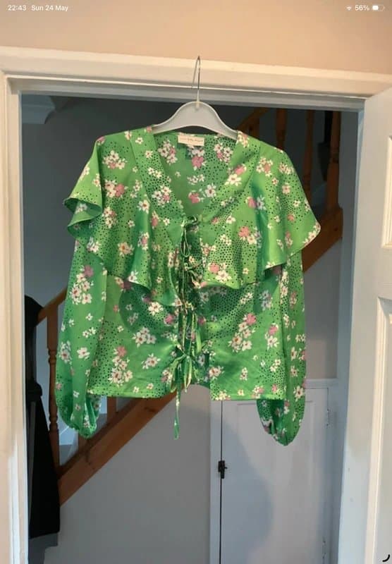 Never Fully Dressed New never fully dressed green floral blouse top tie up at front size 8