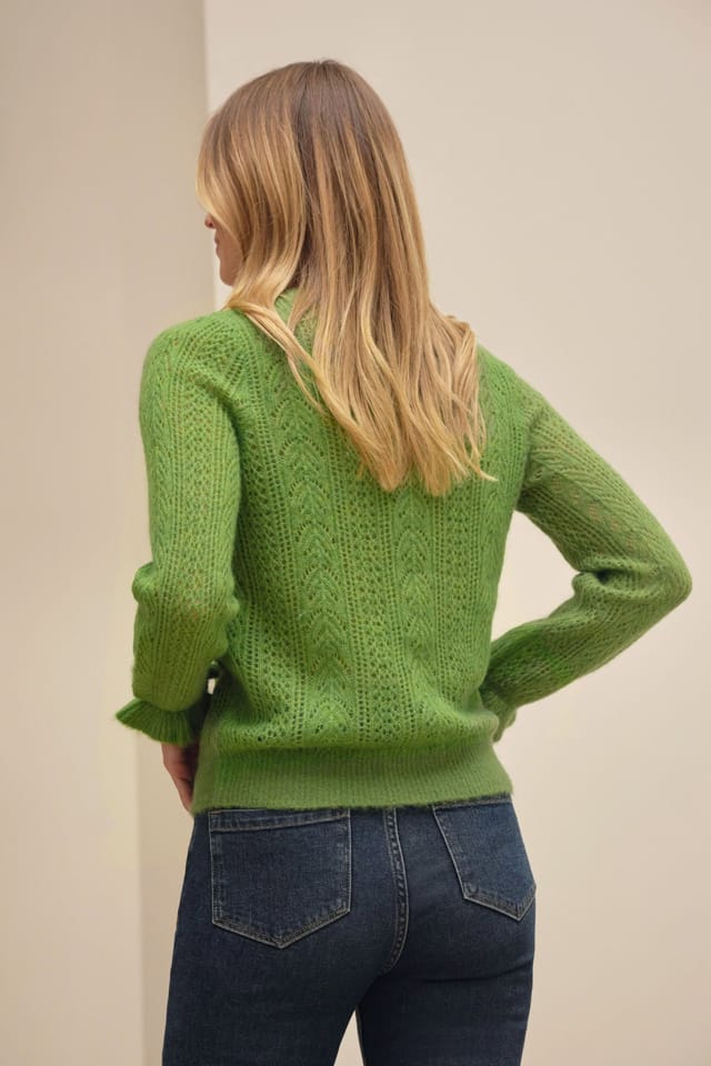 Pure Collection Pure Collection Women's Alpaca Wool Lacy Jumper in Bright Green - 2