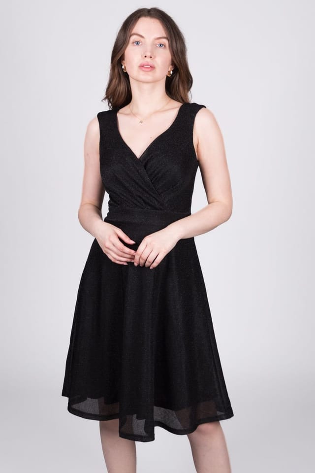 SOLO SOLO Women's Glitzy Wrap Dress in Black - 2