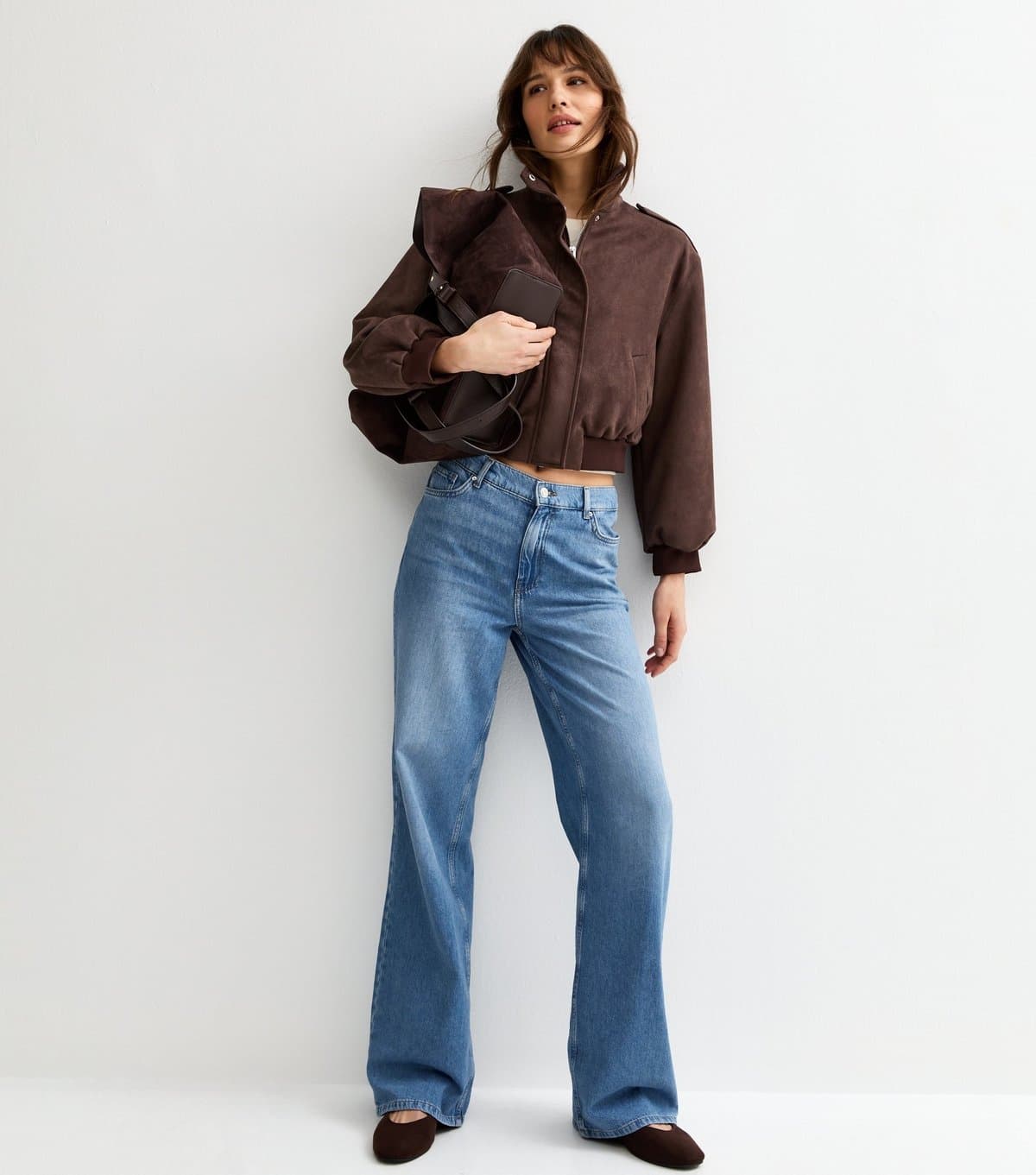 New Look Women's Tall Light Blue Elasticated Waist Wide Leg Jeans New Look