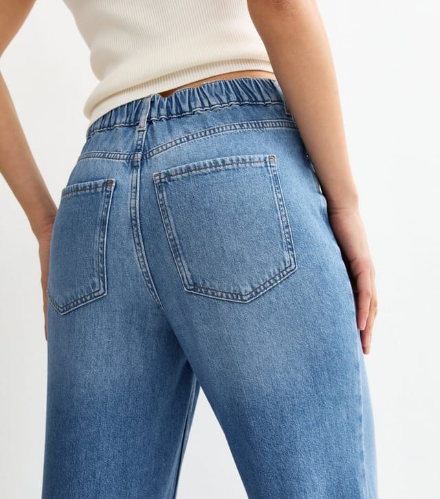 New Look Women's Tall Light Blue Elasticated Waist Wide Leg Jeans New Look - 2