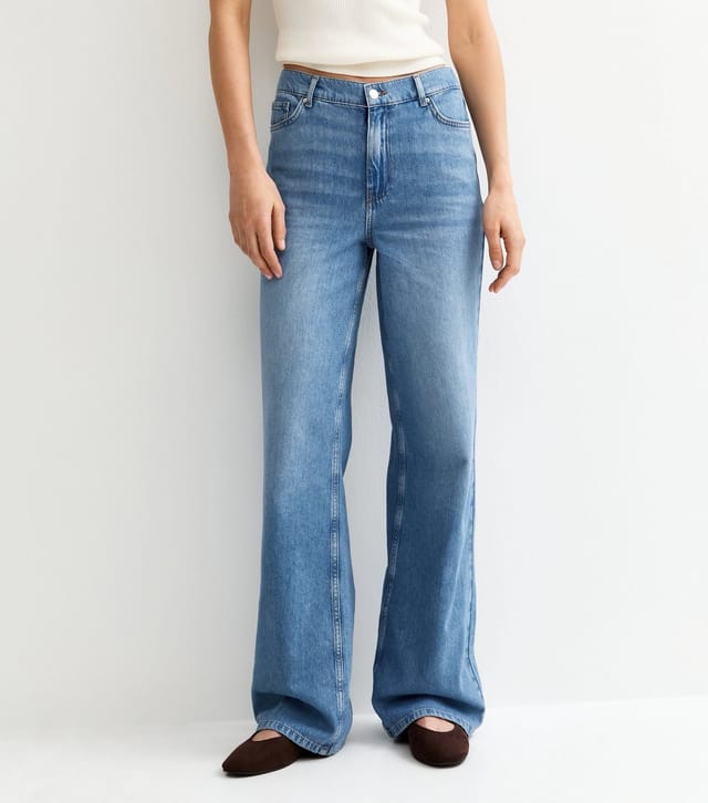 New Look Women's Tall Light Blue Elasticated Waist Wide Leg Jeans New Look - 3