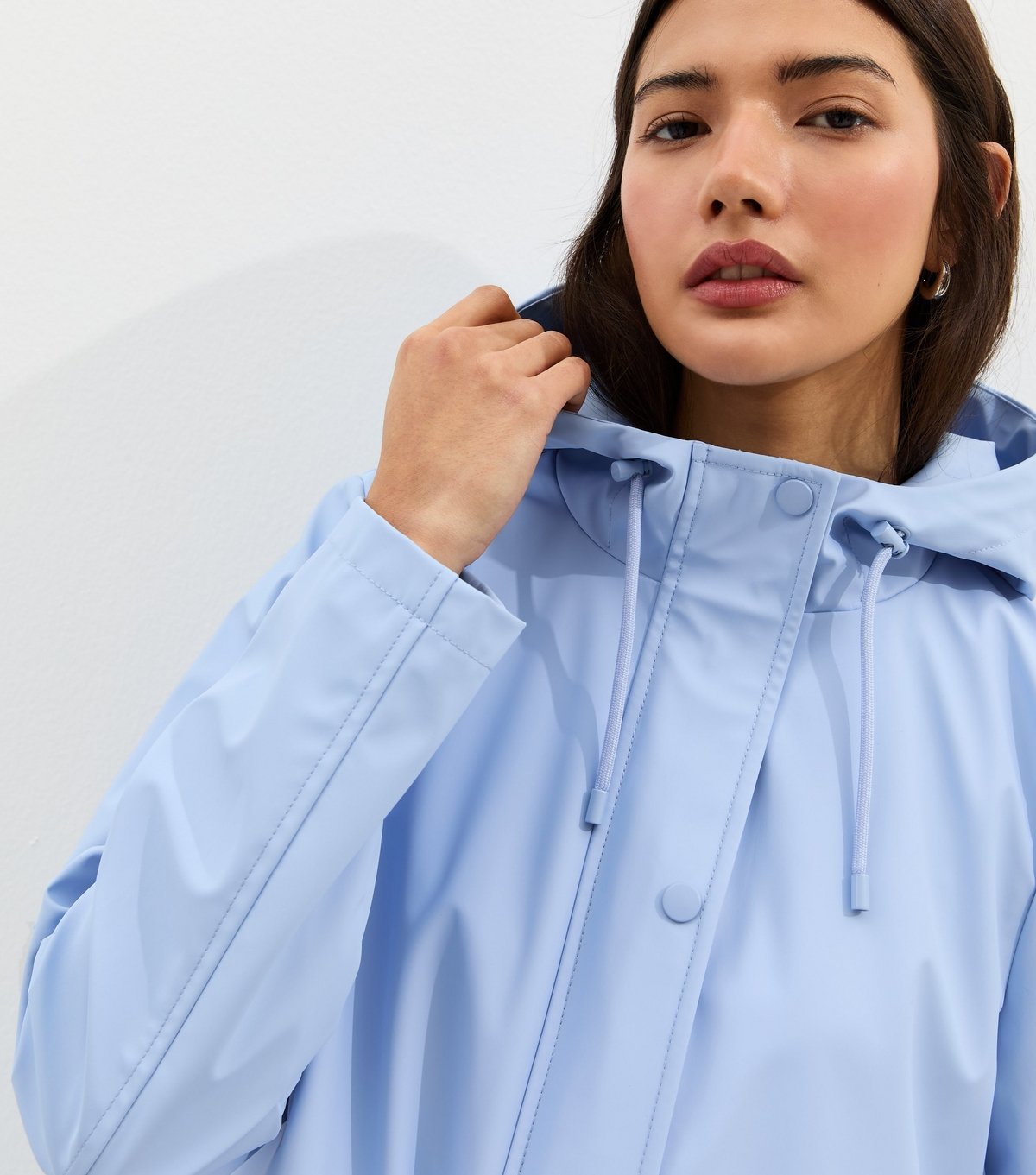 New Look Women's Light Blue Water Resistant Drawstring Hood Rain Anorak New Look - 3