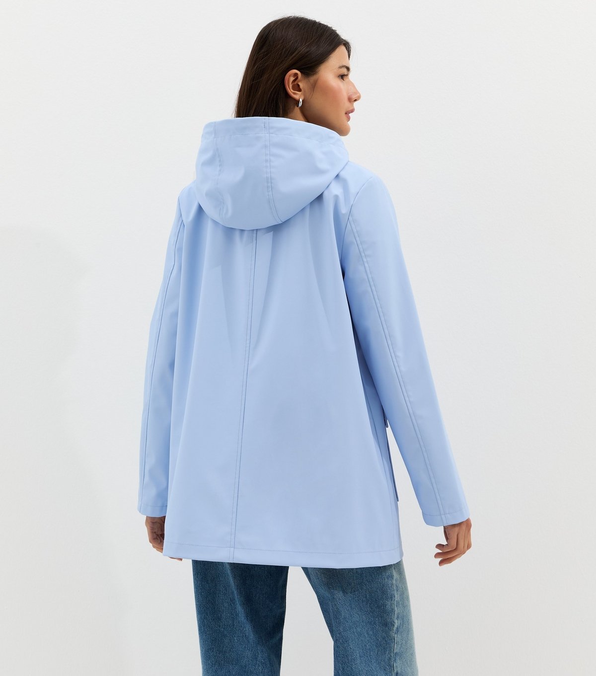 New Look Women's Light Blue Water Resistant Drawstring Hood Rain Anorak New Look - 4