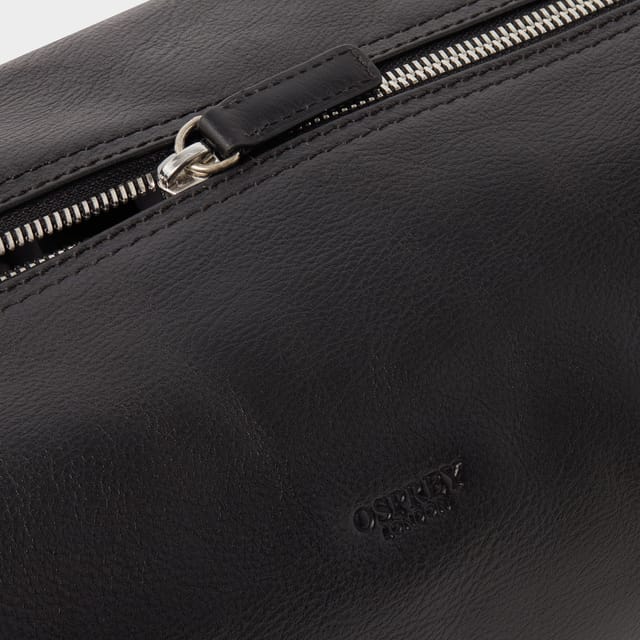 OSPREY LONDON OSPREY LONDON Men's The Toby Leather Washbag in Black - 3
