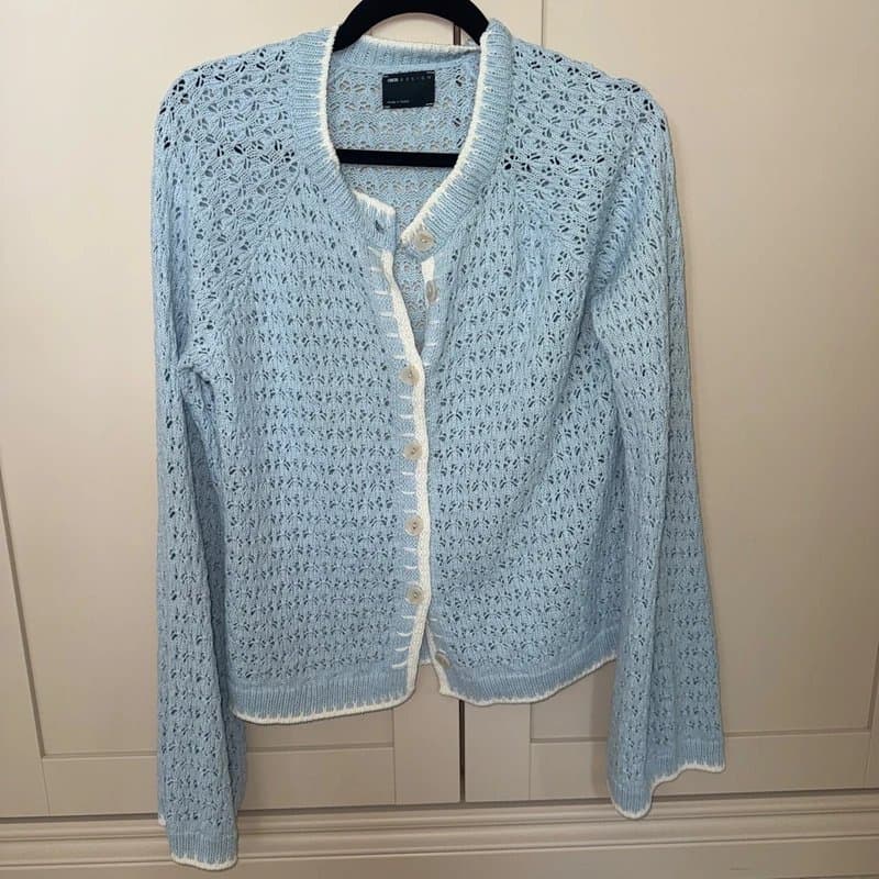 ASOS Light blue and white crochet knit cardigan