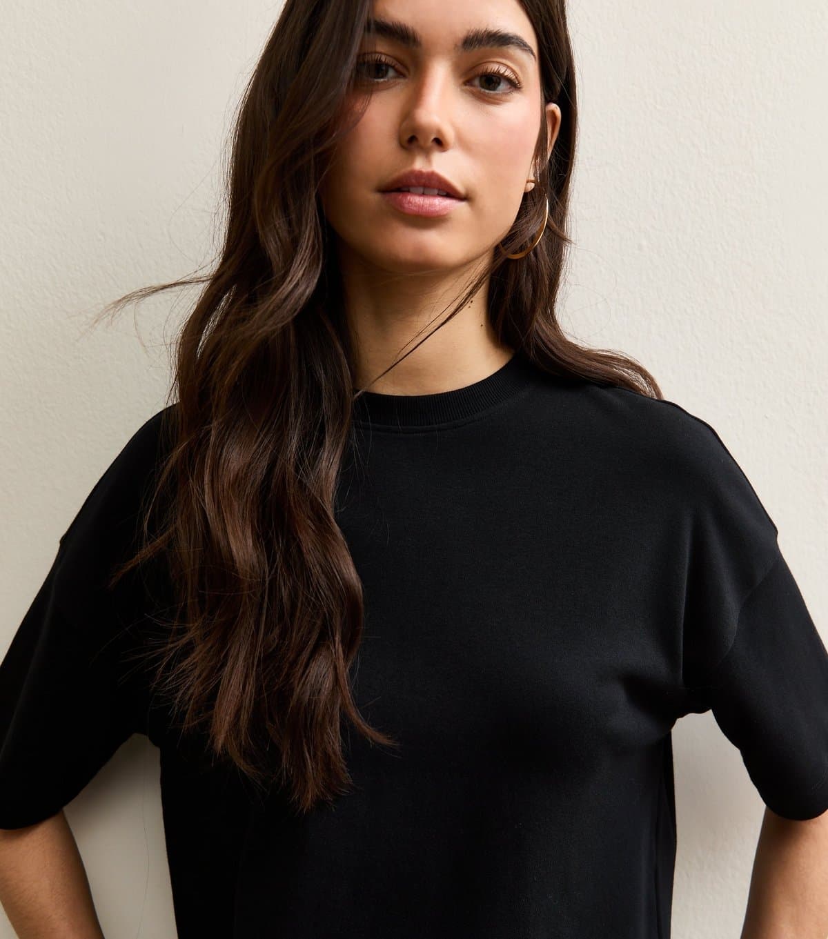 New Look Women's Premium Black Heavyweight Cotton Side Split T-Shirt New Look