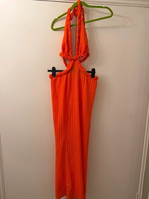 ASOS Orange asos textured plaited halter neck