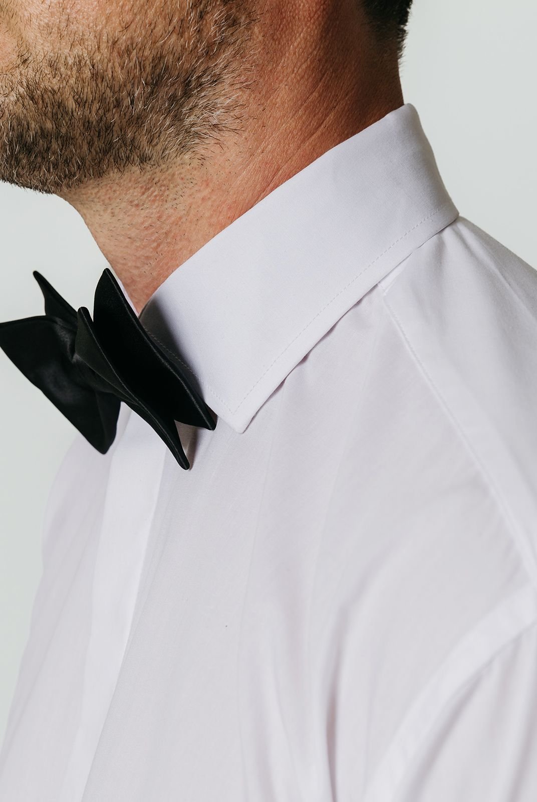 Dobell Dobell Men's White Plain Front Standard Collar Dress Shirt - 2