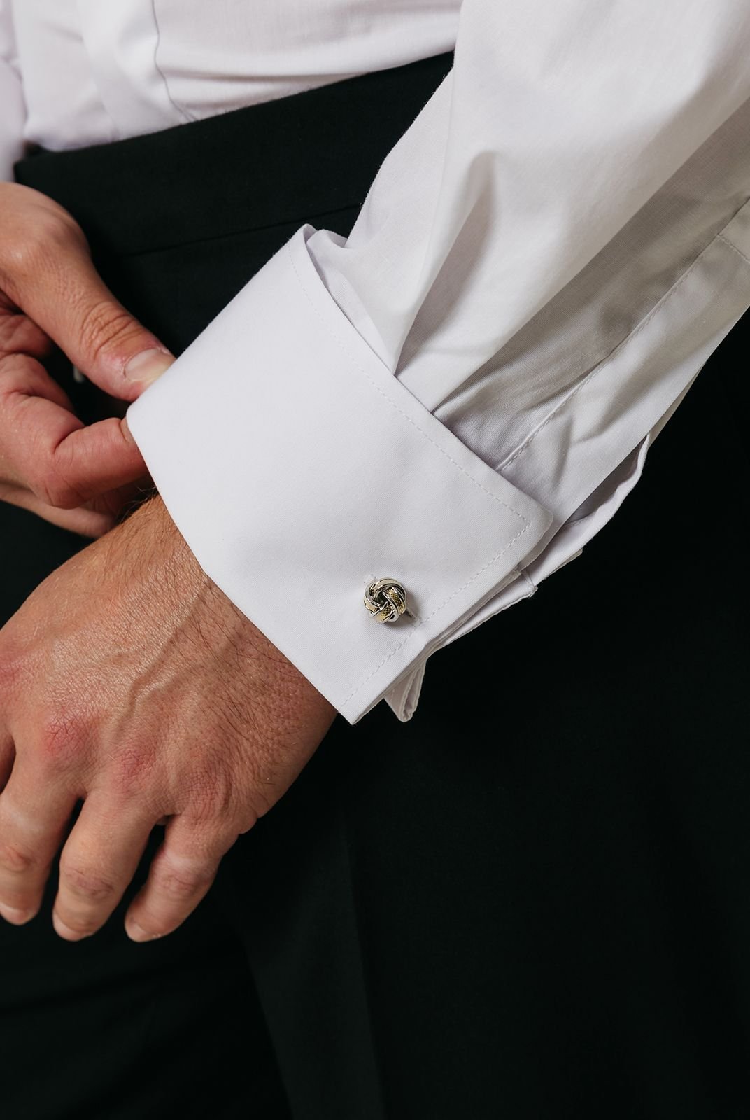 Dobell Dobell Men's White Plain Front Standard Collar Dress Shirt - 3